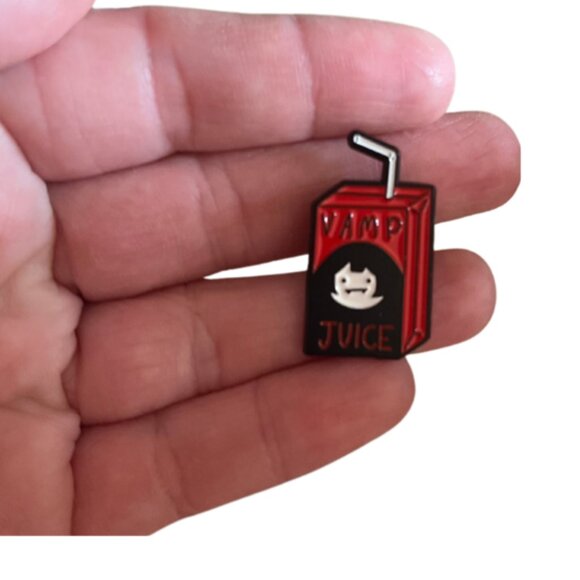 Vamp Juice Box Enamel Pin | Fun Vampire-Themed Collectible Pin | Halloween - Picture 2 of 4